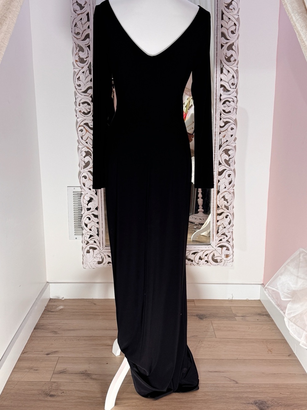 Lauren Ralph Lauren Black Long-Sleeve V-Back Evening Dress